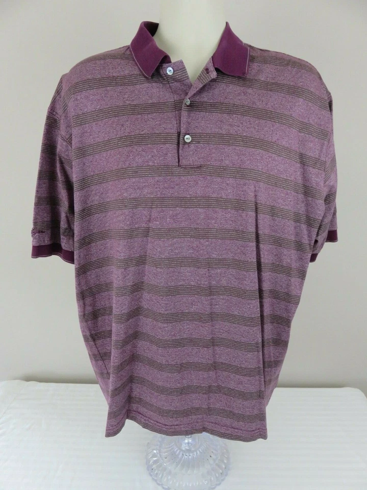Camisa de golf para hombre púrpura con rayas marrones manga corta polo Ben Hogan talla XL Foto 1 de 4