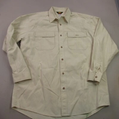 Camisa REI Para Hombre Grande Alta Manga Larga Botón Frontal Exterior Bolsillos Informal Marfil Foto 1 de 4