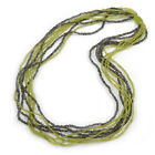 Long Multistrand Beaded Necklace In Light Green/ Grey/ 90cm Long