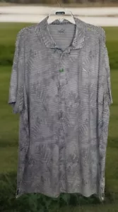 MINT PUMA XL GRAY WHITE STRIPED HAWAIIAN PALM LEAVES GOLF POLO SHIRT MENS - Picture 1 of 6