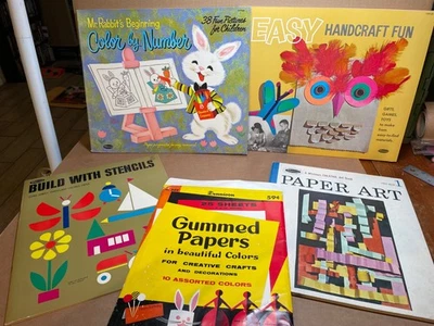 Vintage 60s Lot Whitman Build with Stencils Color by Numbers Handicraft UNUSED Foto 1 de 4