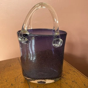 Large Vintage Italian Hand Blown Art Glass Handbag Murano? Excellent condition - Picture 1 of 12