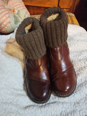 Botas para mujer El Naturalista US7 Yggdrasil de cuero marrón tejido puño plegable  Foto 1 de 4