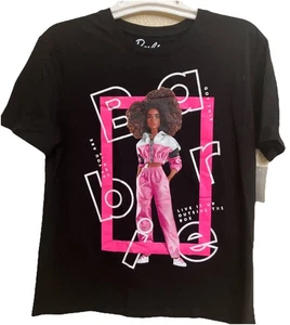 Barbie Oversize T-Shirt Black Short Sleeves Cotton Poly New 5K48 - Picture 1 of 7