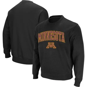 Men's Colosseum Black Minnesota Golden Gophers Arch & Logo Crew Neck Sweatshirt - Picture 1 of 5