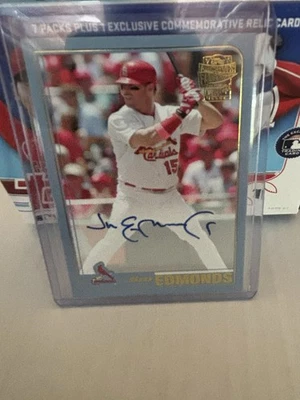 2017 TOPPS Archives 蓝色吉姆·埃德蒙斯签名签名 #D/75 圣路易斯红雀队 — 第 1/3 张图片