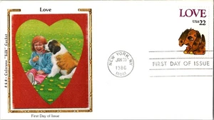 USPS Scott 2202 Love Puppy Colorano Silk FDC c1986 - Picture 1 of 4
