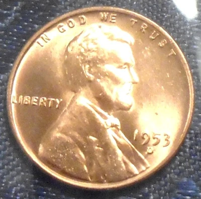 1953 D Wheat Cent BU Gem Brilliant UNCIRCULATED RED 4 BDay Card Pick-a Date HERE - Image 1 of 3