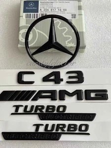 C43 AMG TURBO ELECTRIFIED Juego de insignia negra emblema estrella trasera Mercedes W206 berlina* - Imagen 1 de 2
