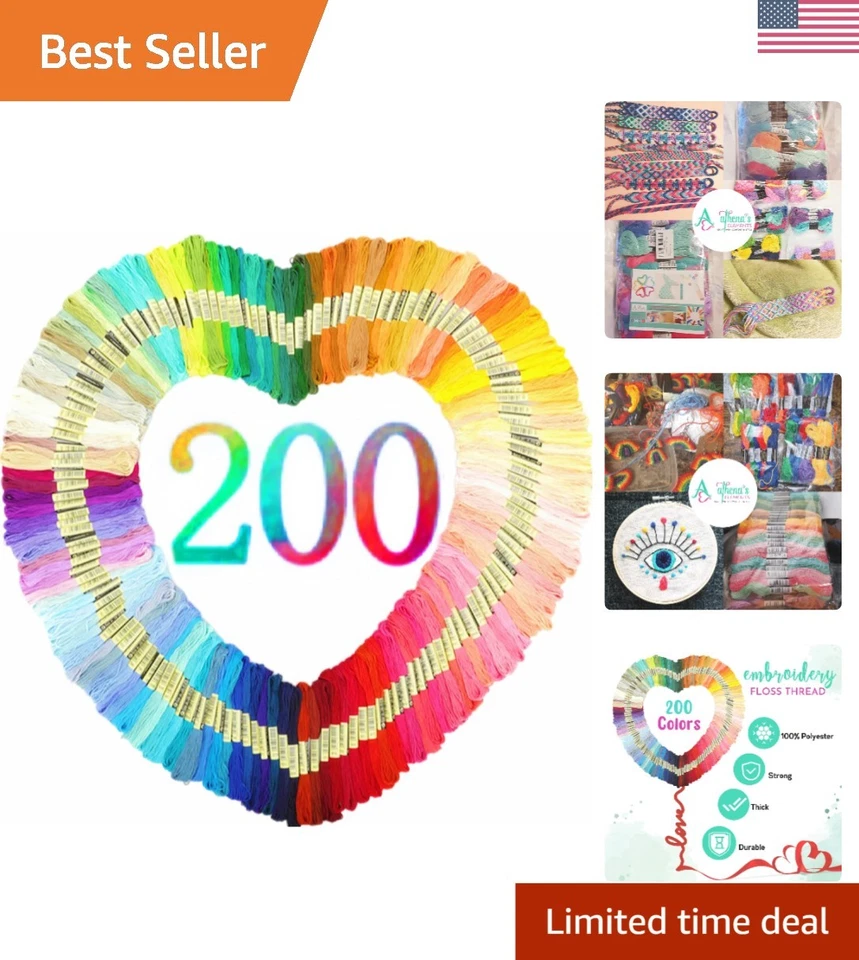 Rainbow Embroidery Floss Set - 200 Colors for All Crafting Needs - Image 1 of 4