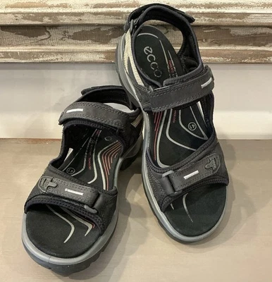Ecco Yucatan Sandals Women EU 41 US 10 Sport Hiking Outdoor Black Beige Leather - Image 1 of 4