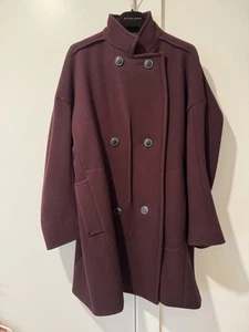 Jil Sander Burgundy Wool Long Coat Sz 36 Women's - Picture 1 of 10