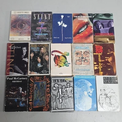 15 Cassette Single Tape Lot Heavy Metal Rock METALLICA VAN HALEN RED HOT DEPECHE - Image 1 of 4