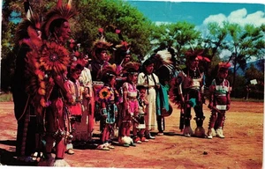 Vintage 1960s Native American Indian Dance Group Postcard by Harvey Caplin - Bild 1 von 2