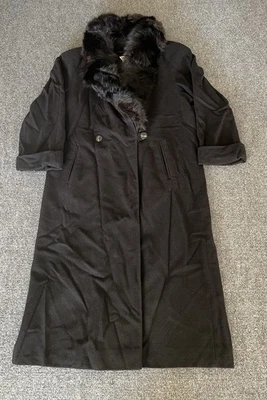 Abrigo Largo J Percy para Marvin Richards De Colección Negro Lana Imitación Piel Cuello Un Botón Foto 1 de 4