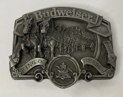 Budweiser Cerveza Clydesdale Hebilla de Cinturón W42 Rey de Cervezas Publicidad Oficial EE. UU. Foto 1 de 4