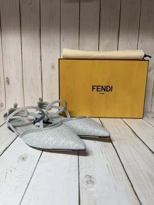 Fendi Colibri FF Logo Slingback Punta Punta Plana Azul Pálido Talla 40/10 Foto 1 de 4