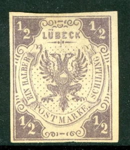 Germany States 1859 Lubeck ½s Gray Lilac Sc#1 Reprint Mint W816 - Picture 1 of 6