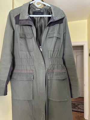 Abrigo para mujer Elie Tahari X-grande verde longitud media cremallera frontal ligero Foto 1 de 4