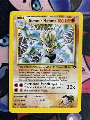 2000 Pokemon GIOVANNI'S MACHAMP Gym Challenge HOLO RARE Set Card 6/132 SWIRL NM - Image 1 of 4