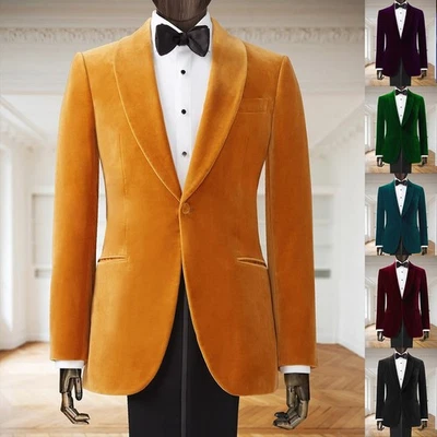 Velvet Men Suits Jackets Slim Fit Formal Prom Tuxedos Prom Groom Single Breasted - Image 1 of 4