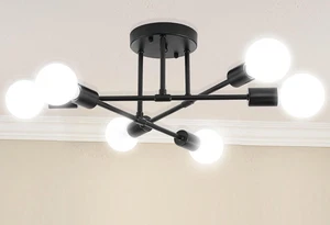 Modern Sputnik Chandelier, 6-Light Ceiling Light, Flush Mount Ceilihg Light Fixt - Picture 1 of 12