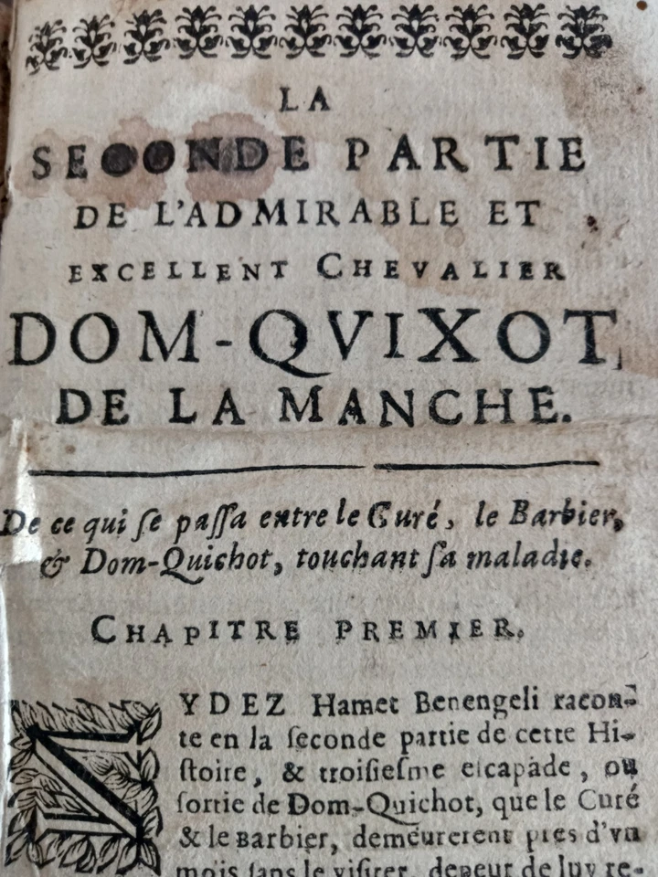 [ RARE LIVRE ANCIEN ] UN DON QUICHOTTE PROBABLEMENT XVIIème - LA SECONDE PARTIE - Photo 1/4
