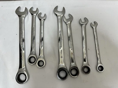 SAE & metric gear wrench ratchet seven piece set  chrome work great - Image 1 of 3