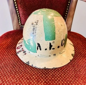 Vintage Painted Hard Hat NFC “Judi” Green Cross Design-Fiberglass-Industrial - Picture 1 of 8