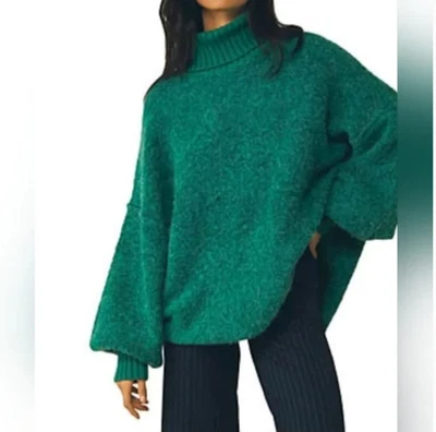 Free People Mili Oversized High Neck Green Sweater size XL - Image 1 of 4