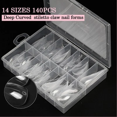 140pcs/box 3D Eagle Claw Shape Nail Dual Forms for Nail Extension Acrylic Nail ^ - Image 1 of 4