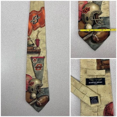 Corbata de seda retro bronceada para hombre Oklahoma State Cowboys universidad  Foto 1 de 4