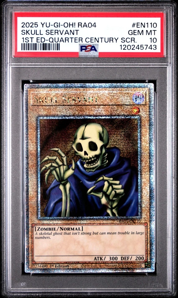 Yugioh Skull Servant RA04 Quarter Century Secret Rare Stampede 1st ED PSA 10 - Image 1 of 2