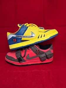 Sz 12 Custom Bull Airs MIXED PAIR of Deadpool Vs Wolverine Dunk Low - Picture 1 of 11