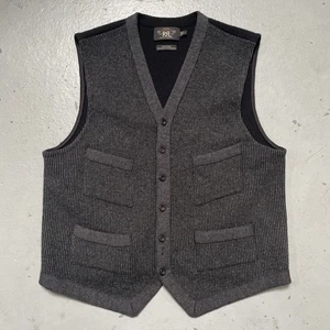 RRL Ralph Lauren Wool Cinch Buckle Back Work Vest Vintage 1940s-1950s Style L - Picture 1 of 9