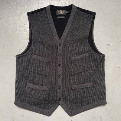 RRL Ralph Lauren Wool Cinch Buckle Back Work Vest Vintage 1940s-1950s Style L - Image 1 of 4