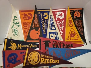 Vintage 60er NFL Wimpel 13er Set mittelgroß 12 x 5 Filz & Siebdruck - Bild 1 von 13