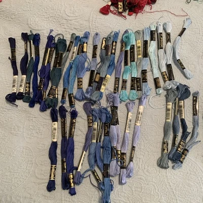 40-DMC 6-Strand Embroidery Cotton 8.7yd-all BLUES Mixed One Of Several Lots - Image 1 of 4