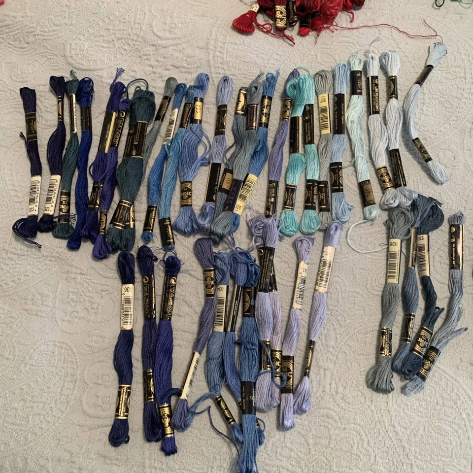 40-DMC 6-Strand Embroidery Cotton 8.7yd-all BLUES Mixed One Of Several Lots - Image 1 of 4