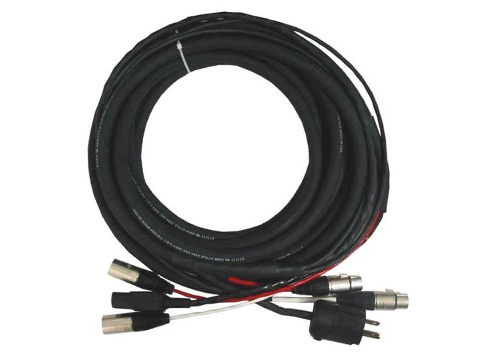 CBI100ft Power + Audio, Edison Plug to IEC w/Dual 3-Pin XLR-F XLR-M  - Image 1 of 1
