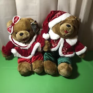 Snowflake Friends Christmas Bear Couple 12" by Dan Dee Boy Girl Teddy Bear 2004 - Picture 1 of 15