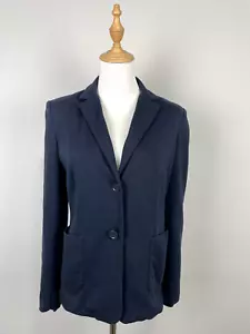 Weekend Max Mara Blue Two Button V-Neck Classic Women's Jacket Sz L - Picture 1 of 18