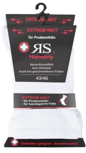 RS. Harmony 31128 Gesundheitssocken EXTRA WEIT ohne Gummi WEISS 39-42, 43-46 - Picture 1 of 2