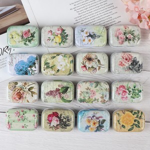 Mini Flower Tin Trinket Jewelry Coin Box Tinplate Storage Case Small Rectang ZH1