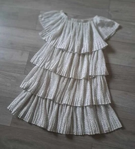 Riani Black & White Sheer Spotted Tiered Dress Short Frilled Polka Dot UK12 - Picture 1 of 18