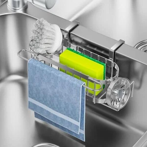 Hanging Silver Kitchen Sink Caddy Sponge Holder In The Sink Stainless Steel Kitc - Picture 1 of 8