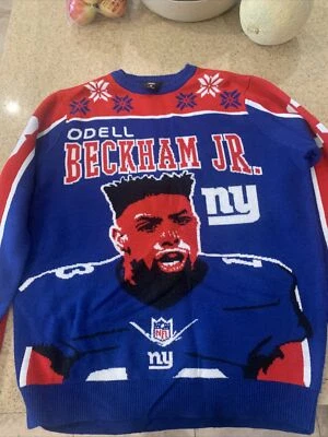 NFL Odell Beckham Jr New York Giants 13 Feo Navidad Suéter OBJ Mediano Foto 1 de 4