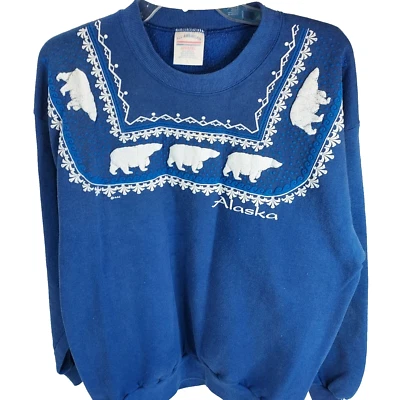 Sudadera De Colección Alaska Vida Silvestre Oso Polar Toda Ropa Americana L EE. UU. Grannycore Foto 1 de 4
