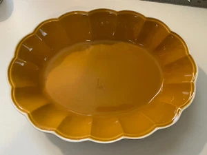 Crate and Barrel CARMAL Pie Serving Dish Plate Ruffled Made in Portugal 14” - Picture 1 of 4
