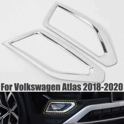 Par de cubiertas de marco de luz antiniebla delantera cromada para Volkswagen Atlas 2018-2020 Foto 1 de 4